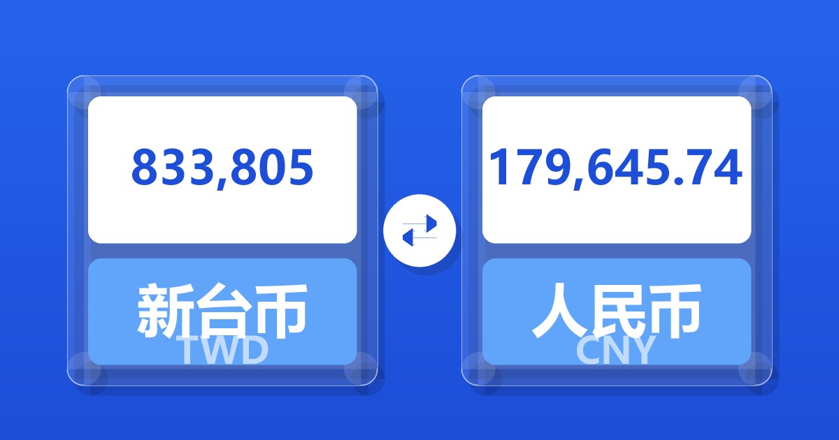 833,805新台币兑人民币