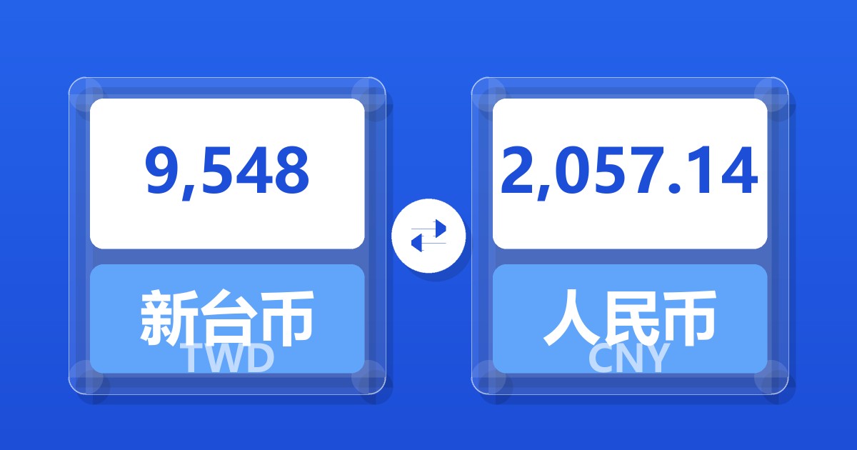 9,548新台币兑人民币