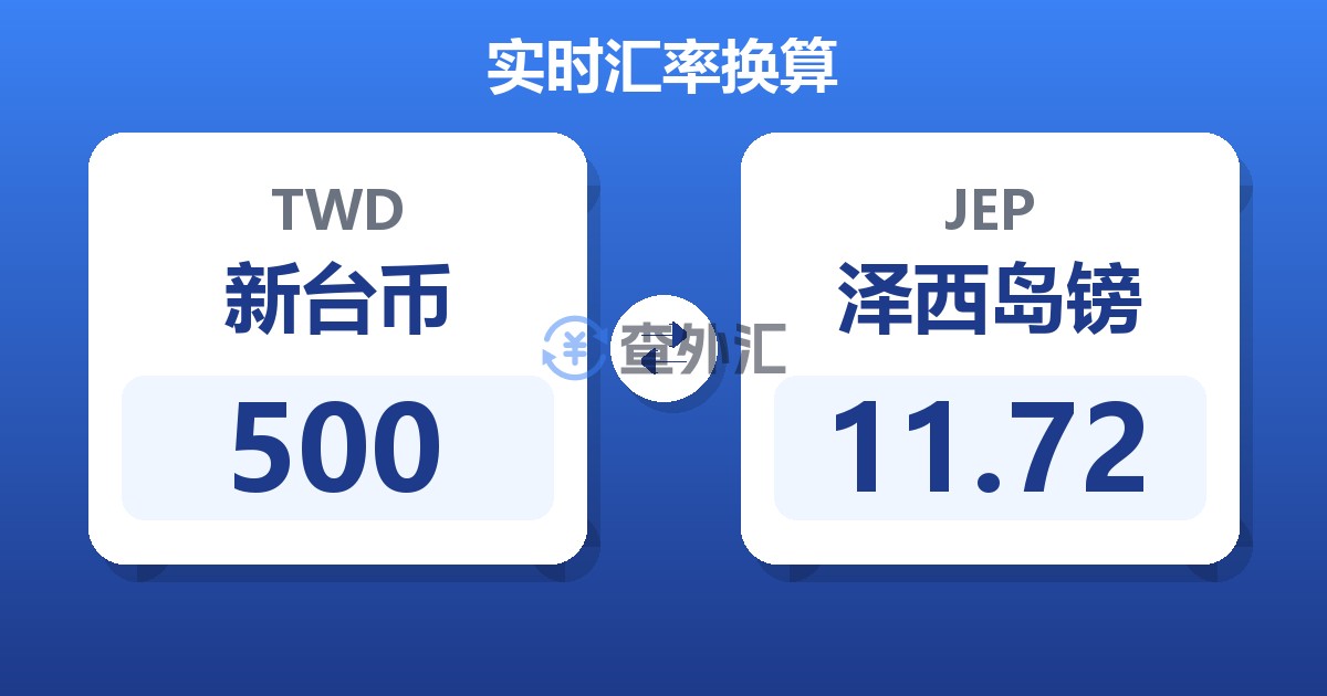 500新台币兑泽西岛镑