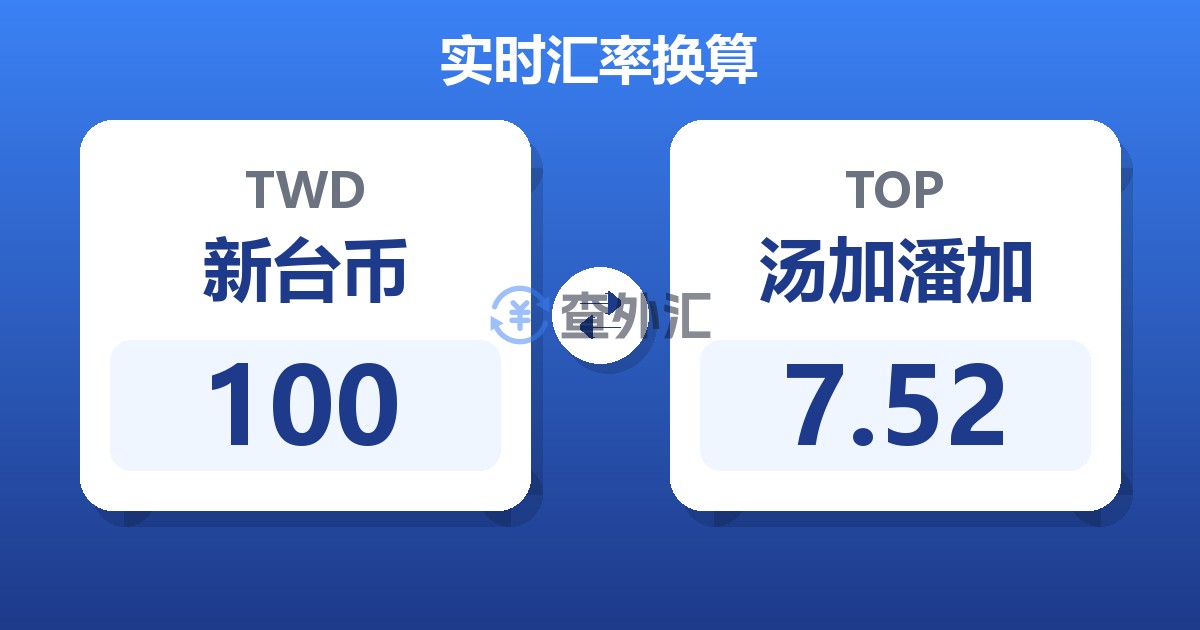 100新台币兑汤加潘加