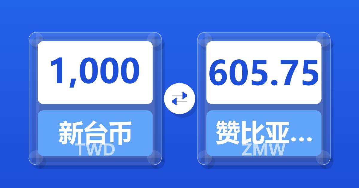 1,000新台币兑赞比亚克瓦查