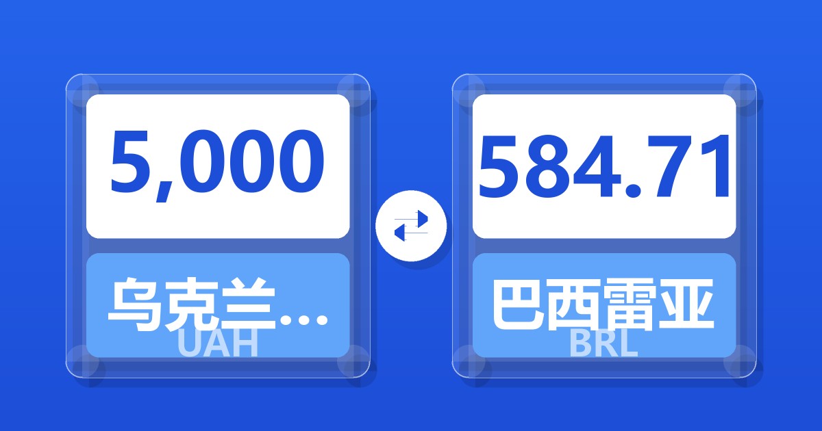 5,000乌克兰格里夫纳兑巴西雷亚尔
