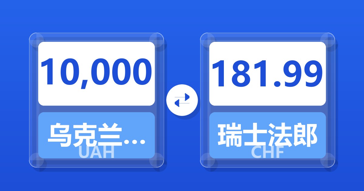 10,000乌克兰格里夫纳兑瑞士法郎