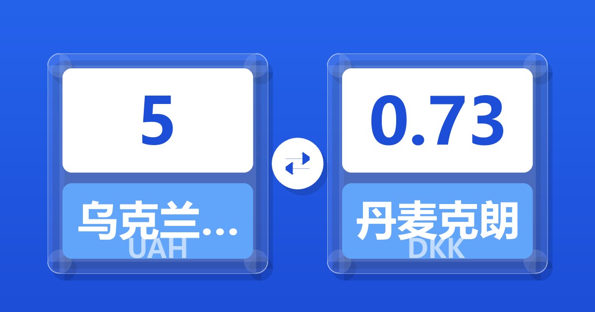 5乌克兰格里夫纳兑丹麦克朗