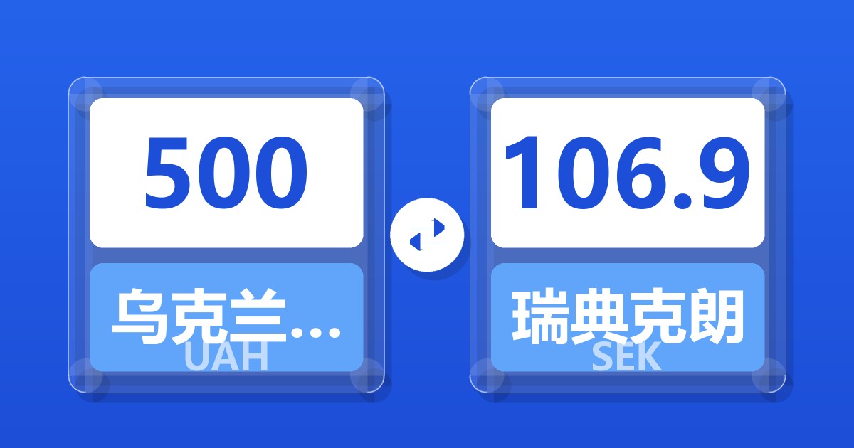 500乌克兰格里夫纳兑瑞典克朗