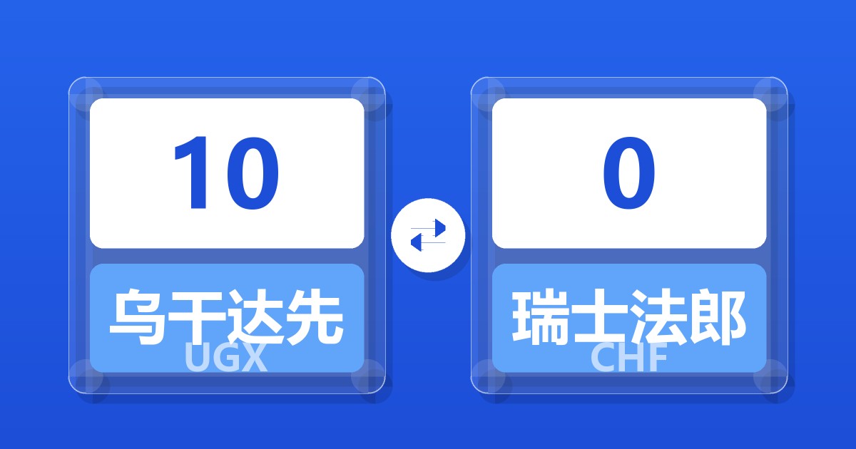 10乌干达先令兑瑞士法郎