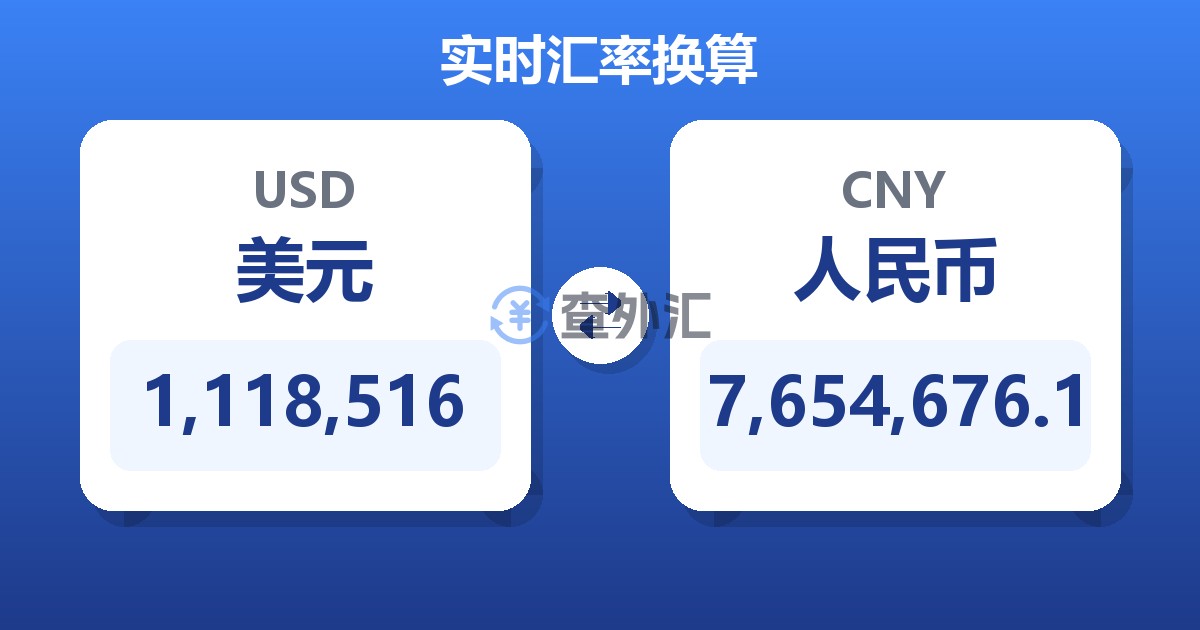 1,118,516美元兑人民币