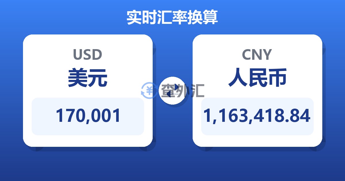 170,001美元兑人民币