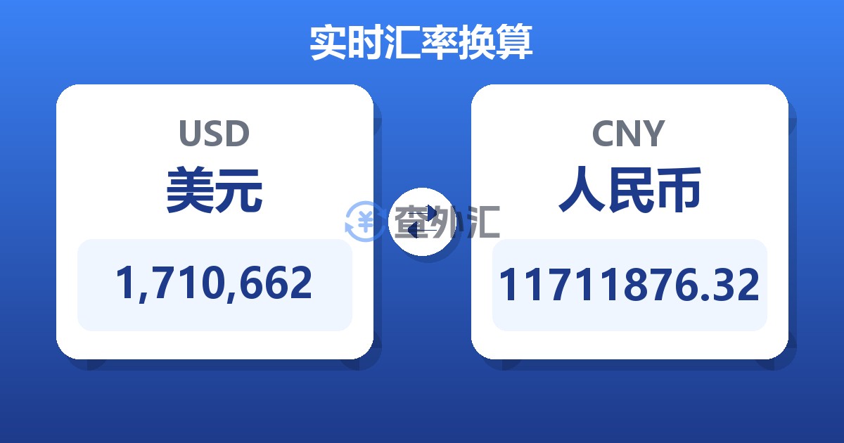 1,710,662美元兑人民币