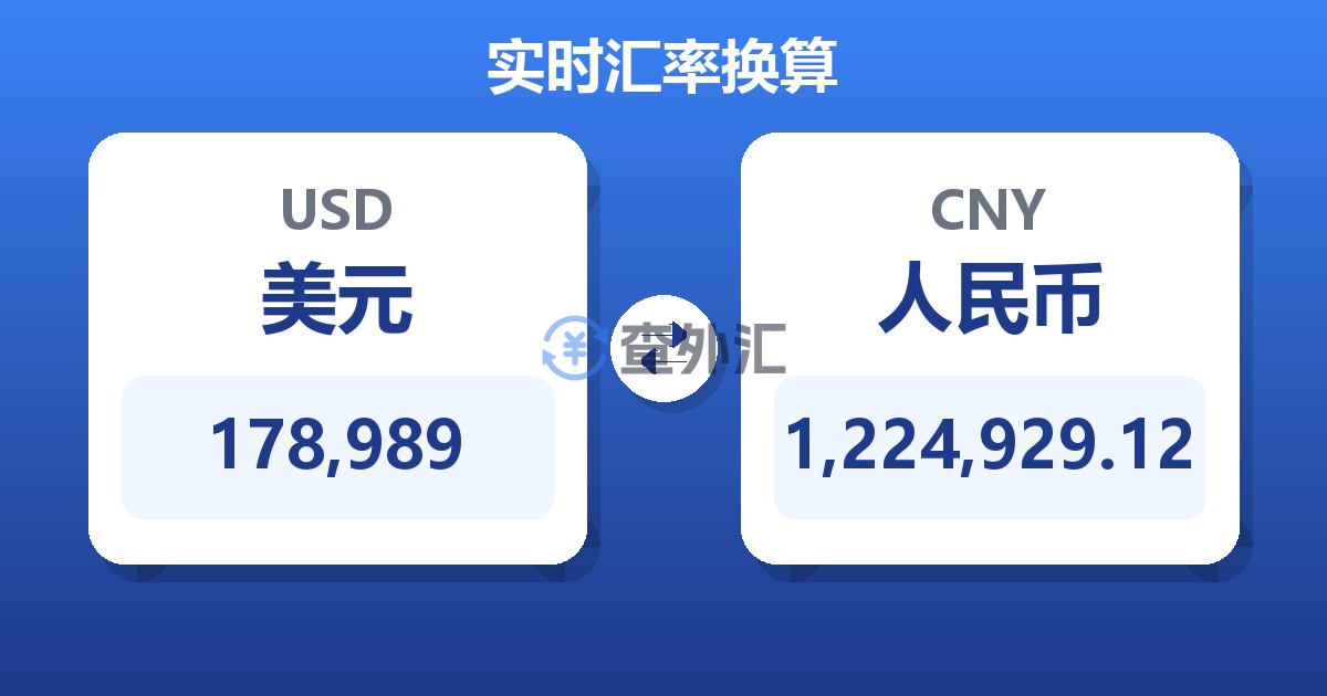 178,989美元兑人民币