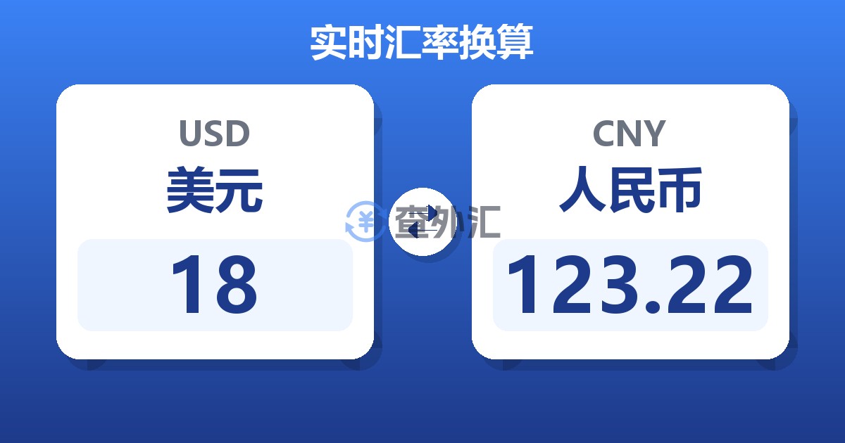 18美元兑人民币