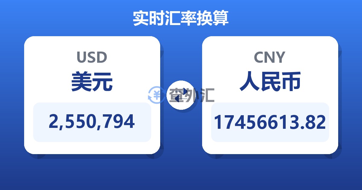 2,550,794美元兑人民币