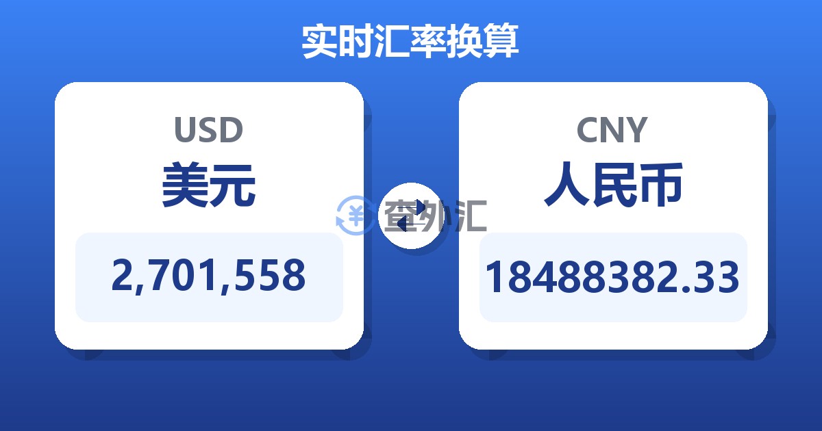 2,701,558美元兑人民币