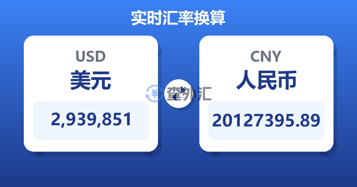 2,939,851美元兑人民币