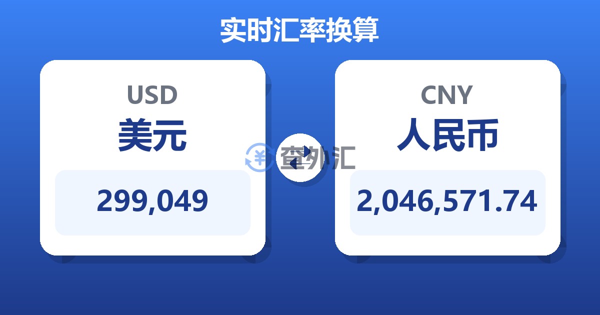 299,049美元兑人民币