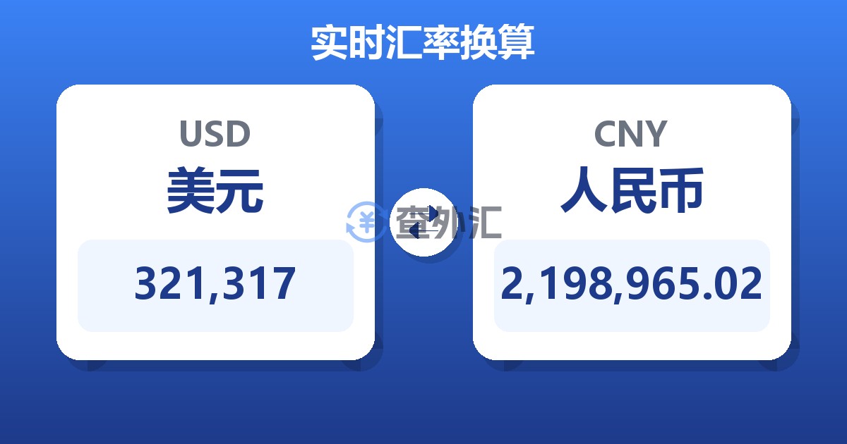 321,317美元兑人民币