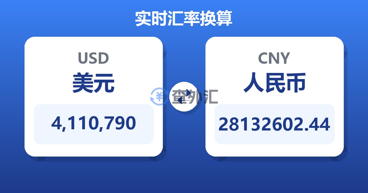 4,110,790美元兑人民币