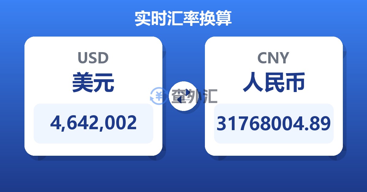 4,642,002美元兑人民币