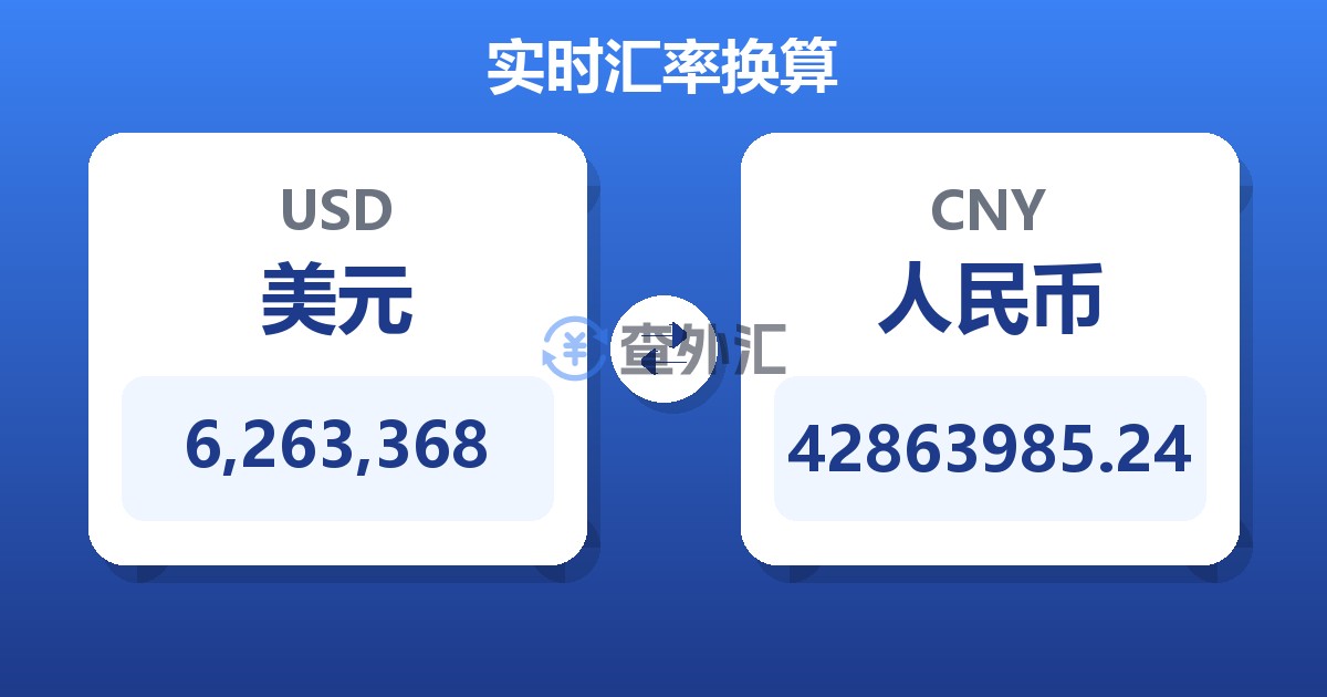 6,263,368美元兑人民币