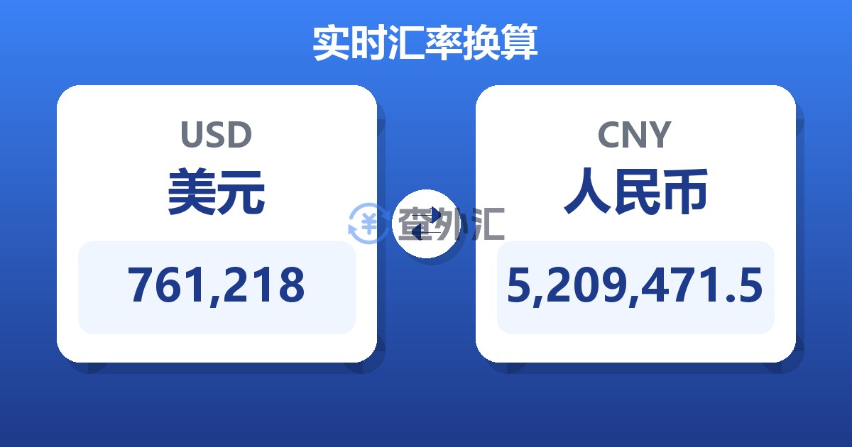 761,218美元兑人民币