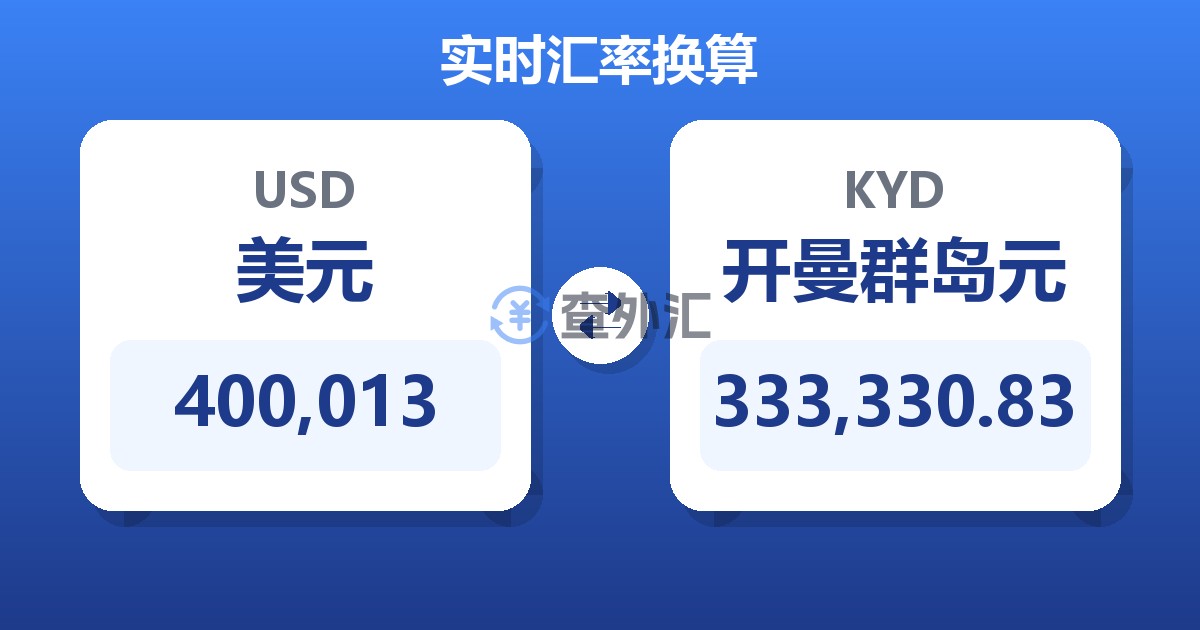400,013美元兑开曼群岛元
