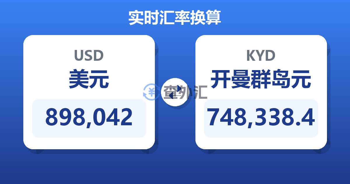 898,042美元兑开曼群岛元