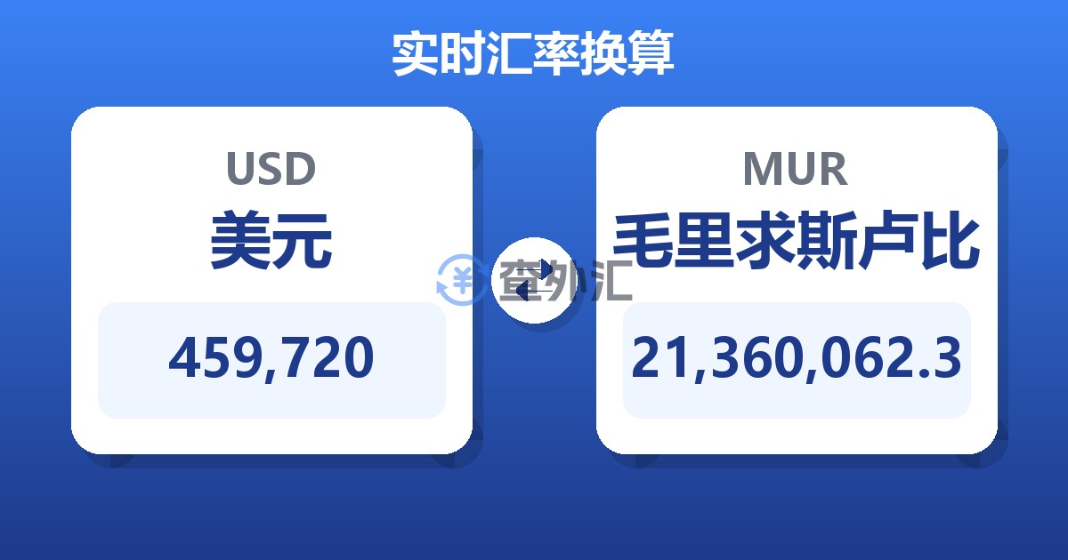 459,720美元兑毛里求斯卢比