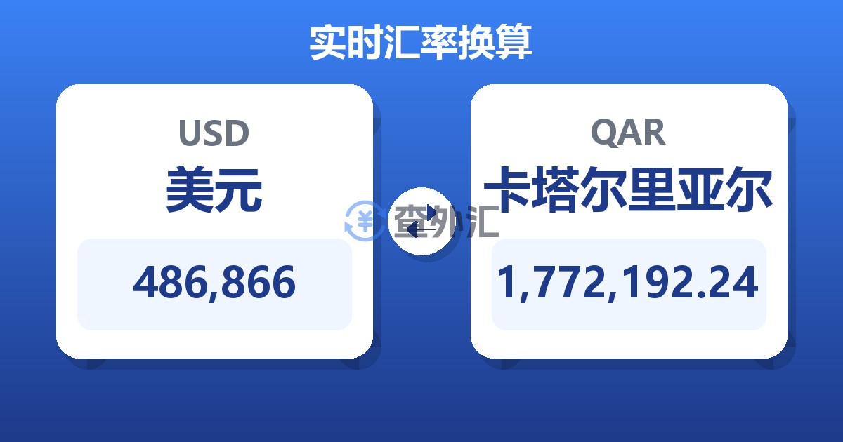 486,866美元兑卡塔尔里亚尔