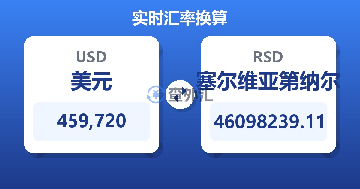 459,720美元兑塞尔维亚第纳尔