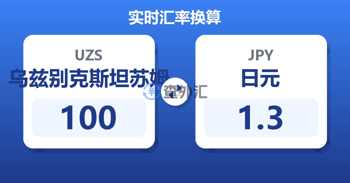 100乌兹别克斯坦苏姆兑日元