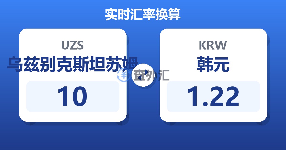 10乌兹别克斯坦苏姆兑韩元