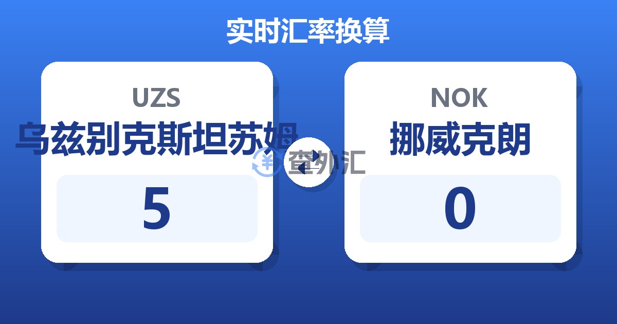 5乌兹别克斯坦苏姆兑挪威克朗