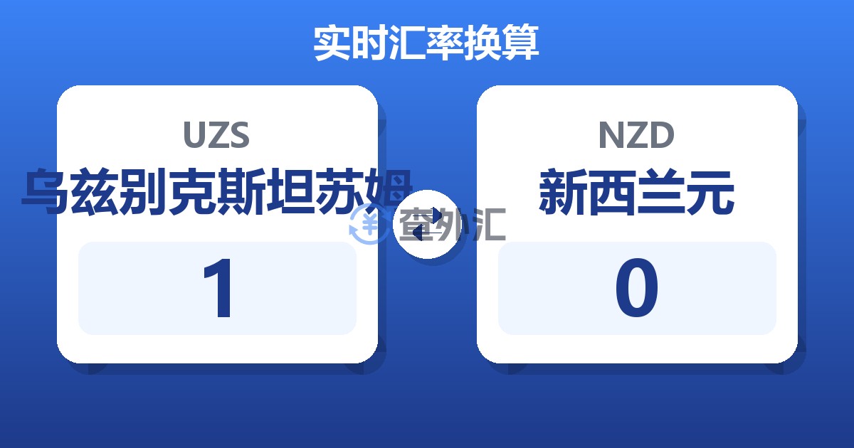 乌兹别克斯坦苏姆对新西兰元汇率换算器