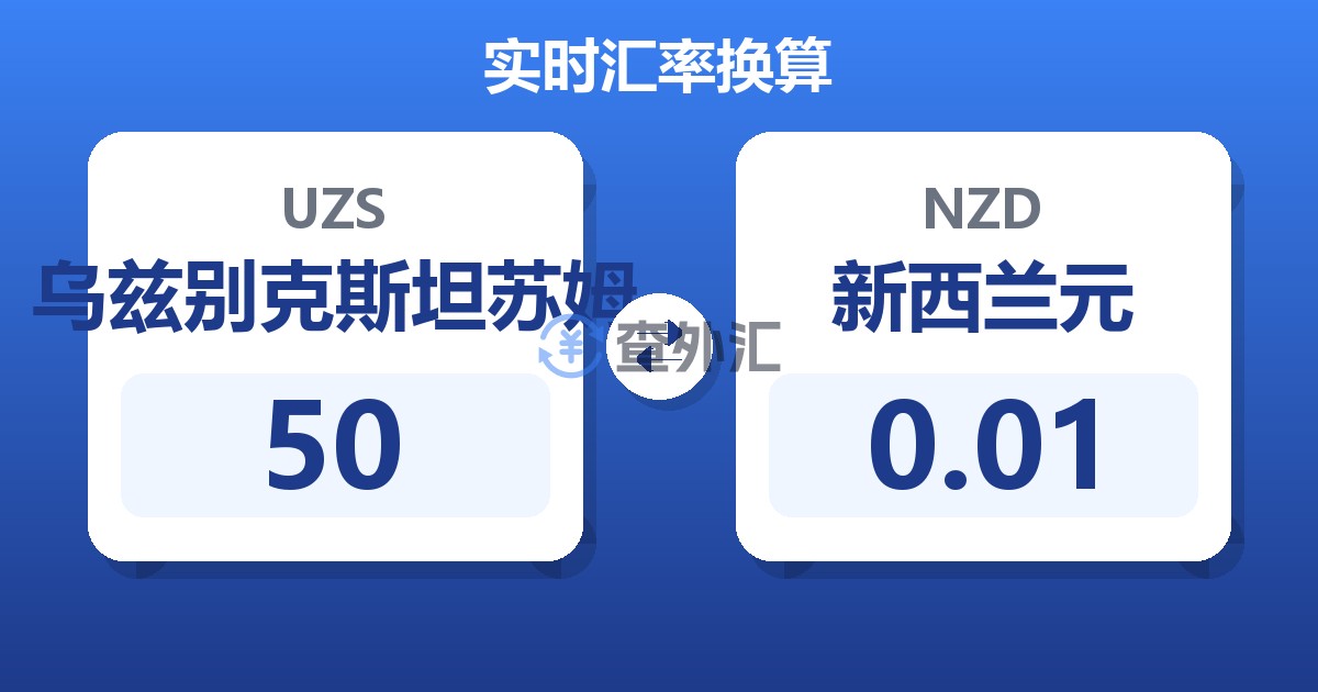 50乌兹别克斯坦苏姆兑新西兰元