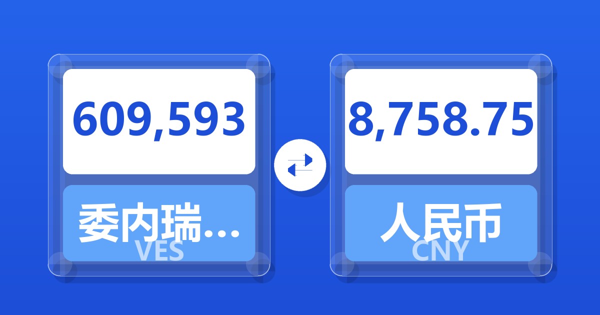 609,593委内瑞拉玻利瓦尔兑人民币