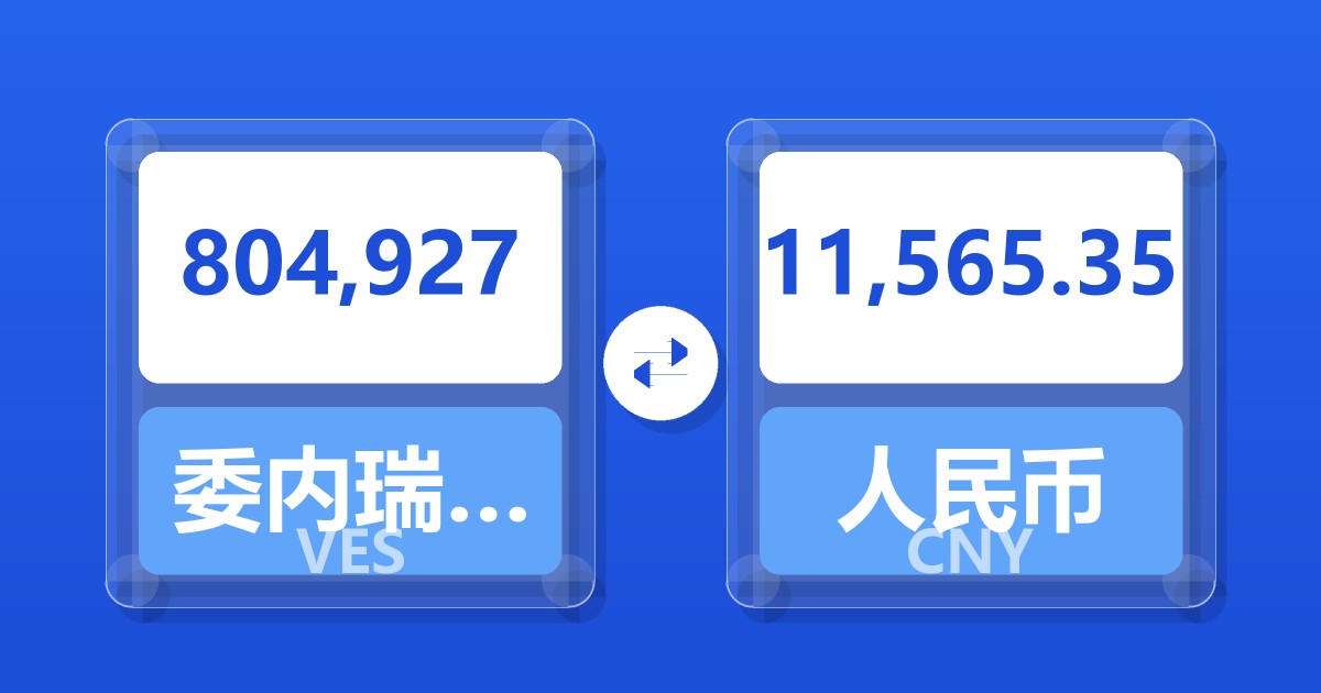 804,927委内瑞拉玻利瓦尔兑人民币