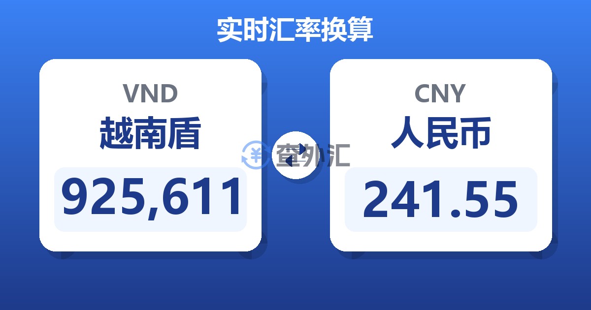 925,611越南盾兑人民币