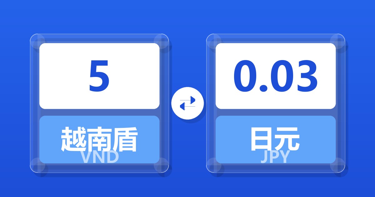 5越南盾兑日元