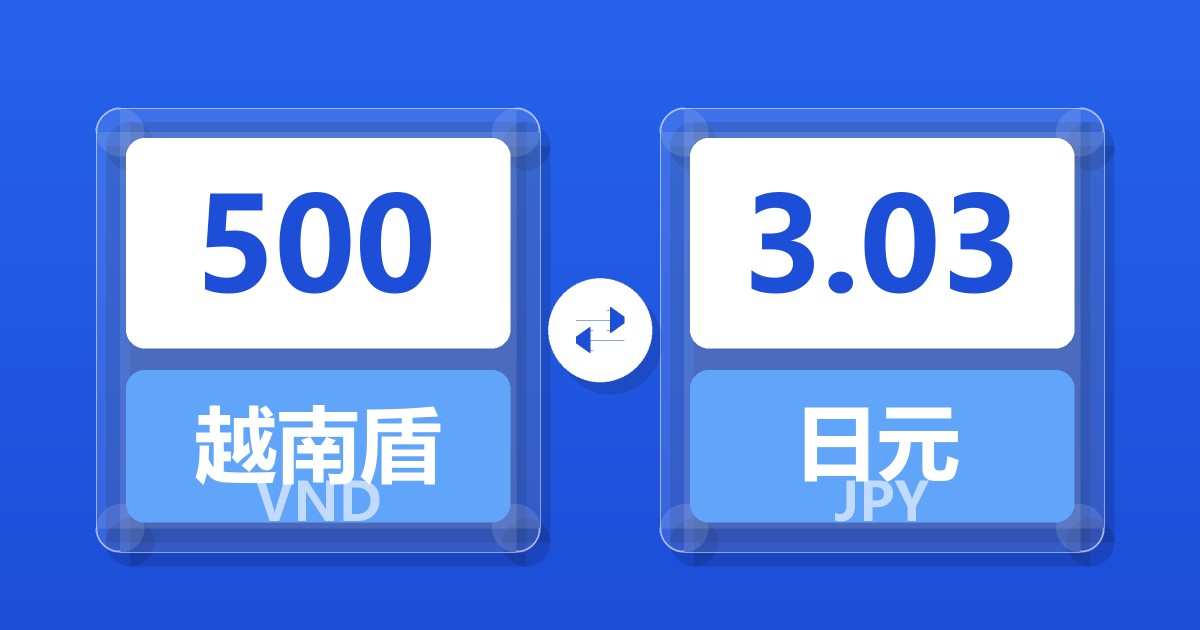 500越南盾兑日元