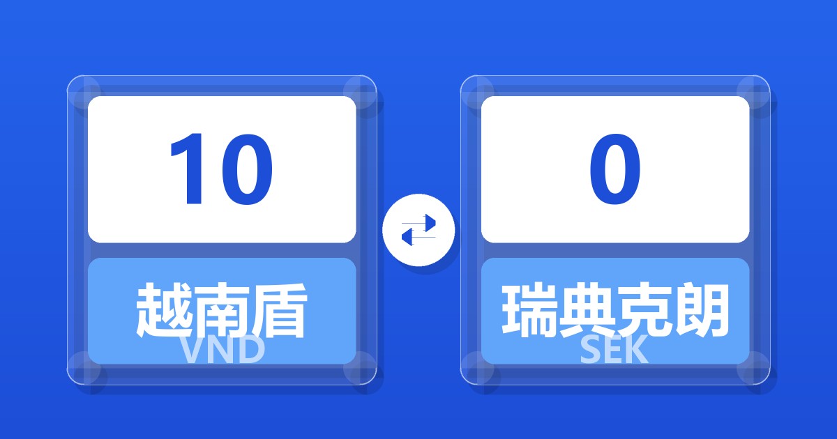 10越南盾兑瑞典克朗