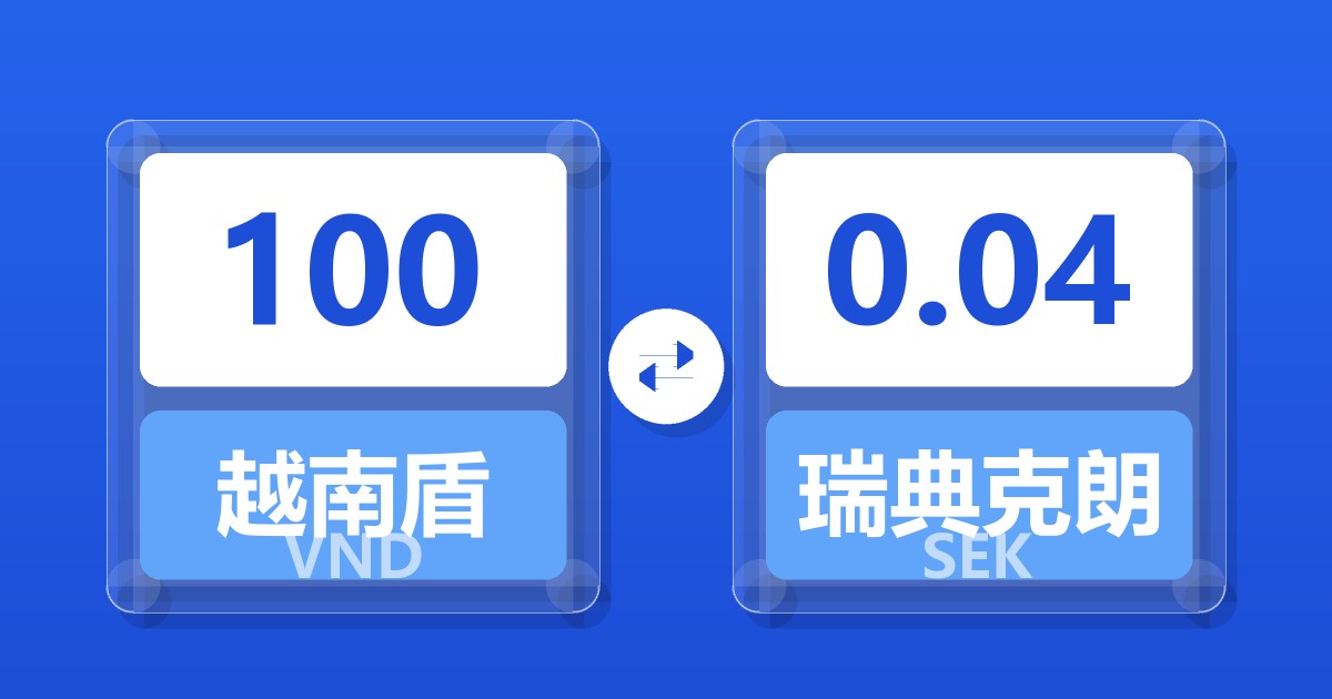 100越南盾兑瑞典克朗