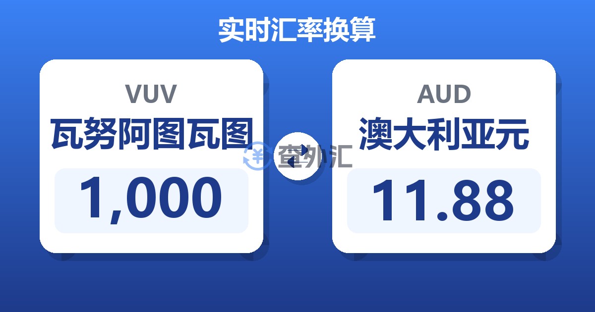 1,000瓦努阿图瓦图兑澳大利亚元