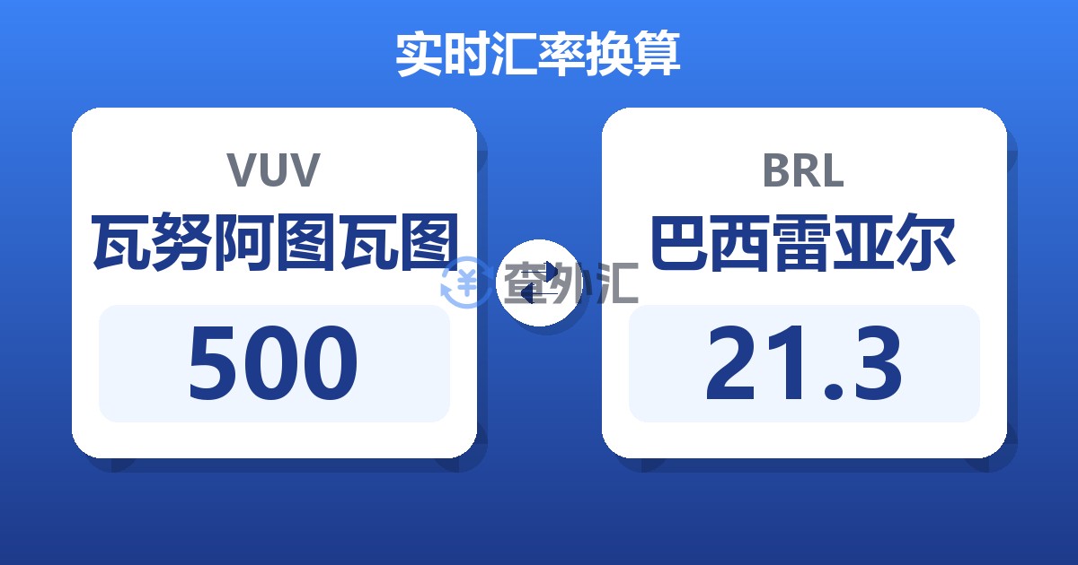 500瓦努阿图瓦图兑巴西雷亚尔