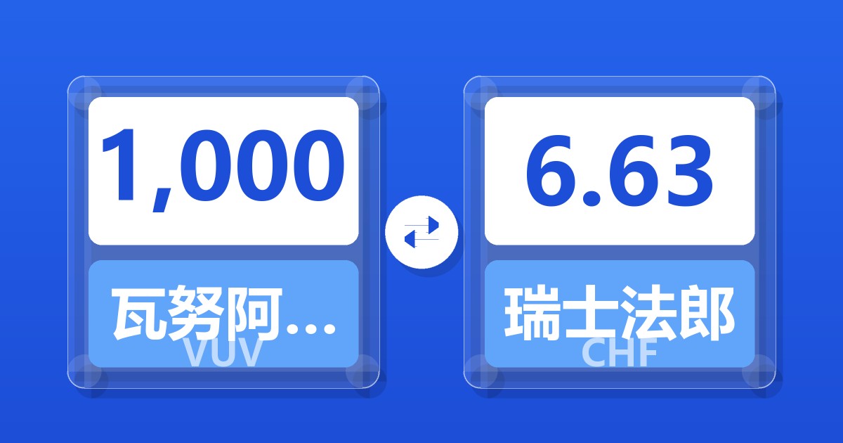 1,000瓦努阿图瓦图兑瑞士法郎