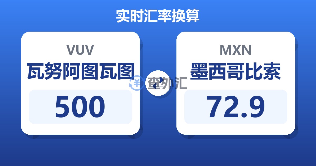 500瓦努阿图瓦图兑墨西哥比索