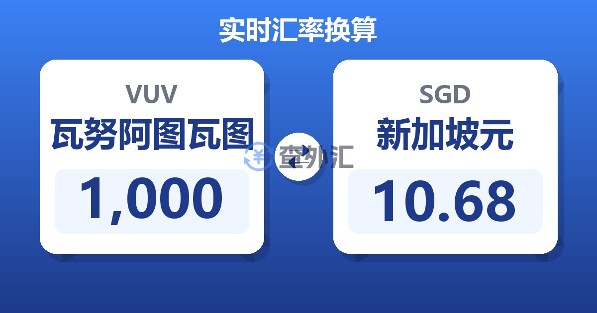 1,000瓦努阿图瓦图兑新加坡元