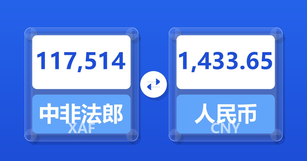 117,514中非法郎兑人民币