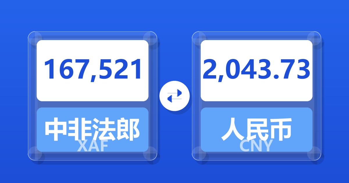 167,521中非法郎兑人民币