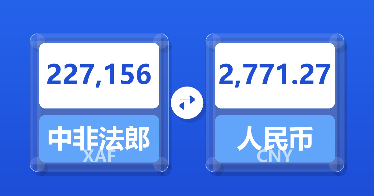 227,156中非法郎兑人民币