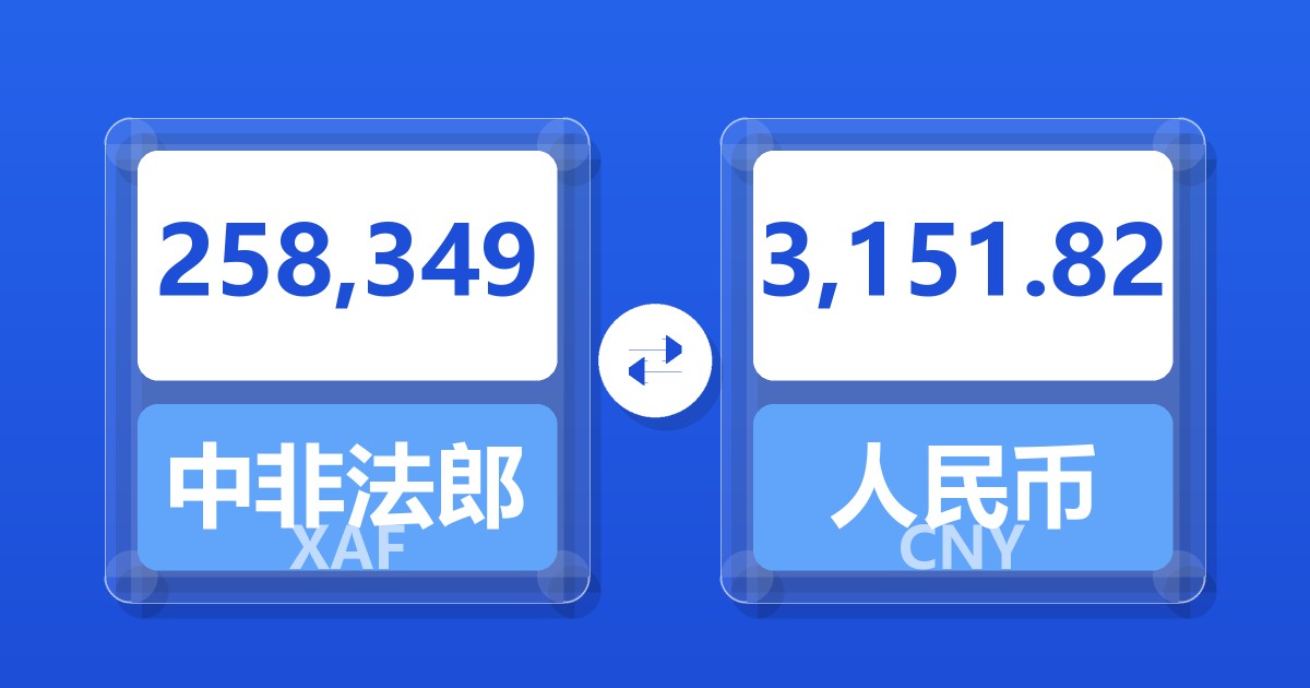 258,349中非法郎兑人民币